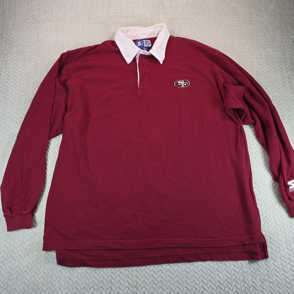 Starter San Francisco 49ers Vintage Rugby Shirt XL Maroon Long Sleeve NFL Polo